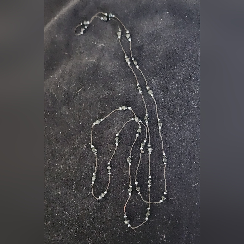 30" Black Beaded Necklace on Thread